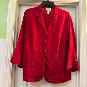 Talbots Woman Irish Linen Long Sleeve Button Down Shirt
